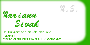 mariann sivak business card